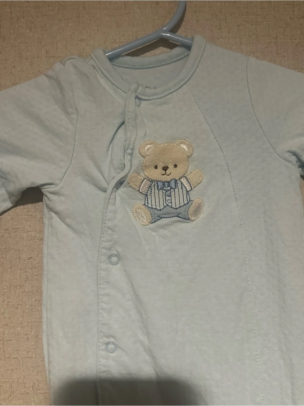 Little Me 6 M Baby Blue Bear Footed One-Piece Pajamas